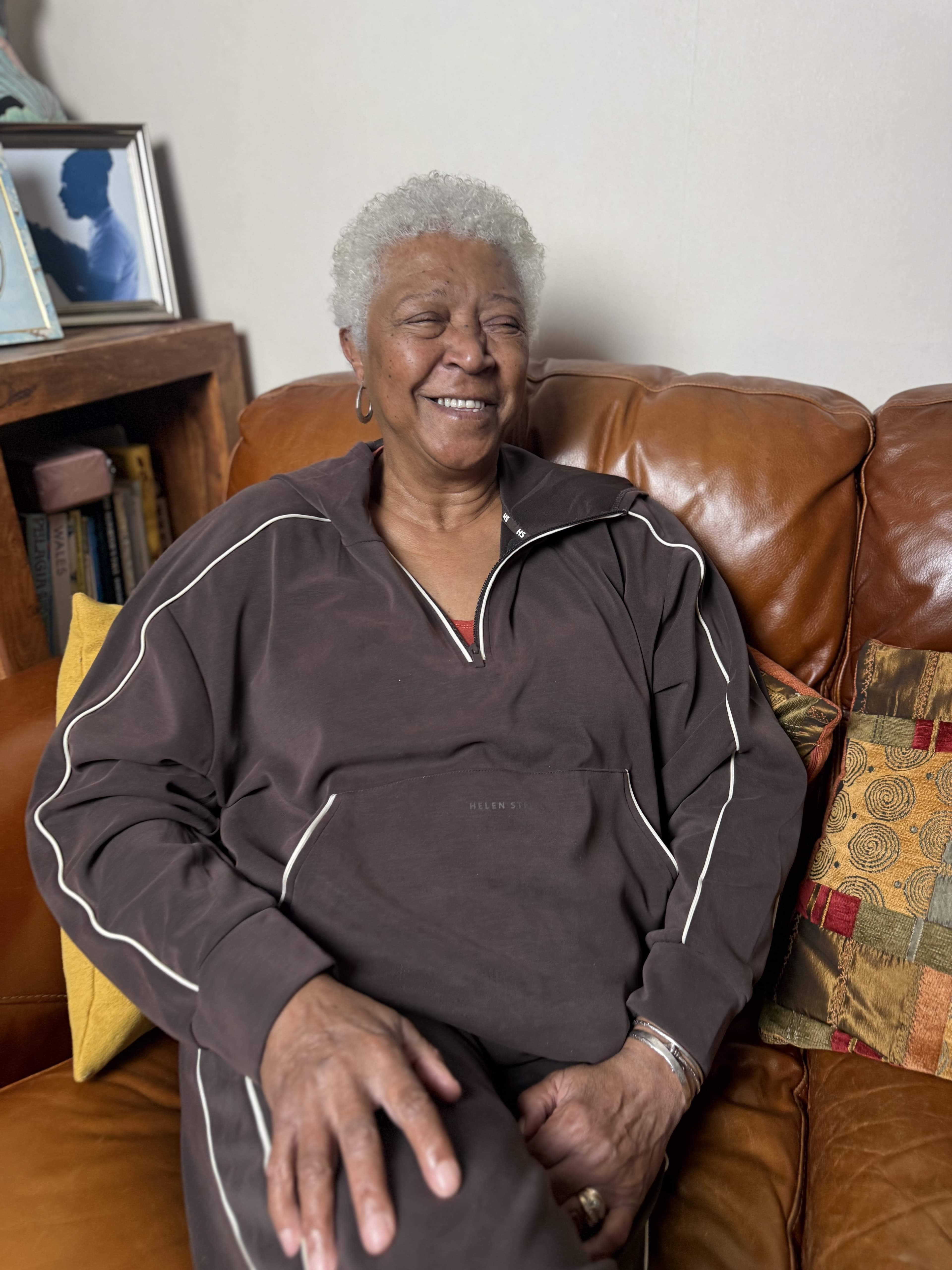 Portrait of elder woman in living room